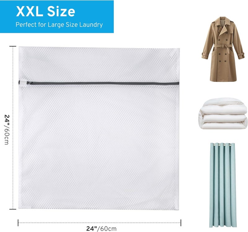 urezorgear 2 Pack XXL Durable Honeycomb Mesh Laundry Bags for Delicates with AUTO-Lock Zipper, Lingerie Bags for Washing Delicates, Laundry Bags Mesh Wash Bags for Bed Sheet,Bed cover,Blanket,Curtain, Sweater - Image 2